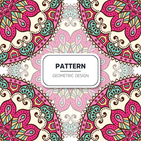 Patrón sin costura floral étnico con mandalas — Vector de stock