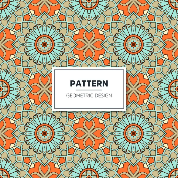 Ethnic floral seamless pattern with mandalas — Stock Vector