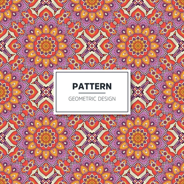 Patrón sin costura floral étnico con mandalas — Vector de stock