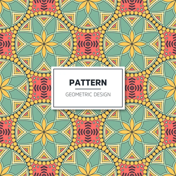 Patrón sin costura floral étnico con mandalas — Vector de stock