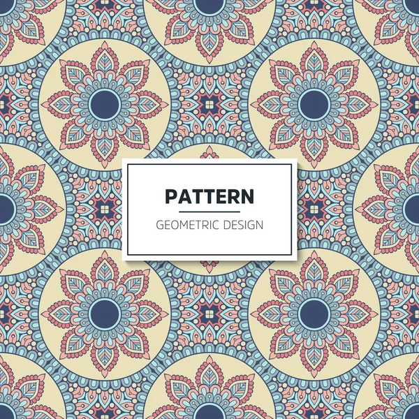 Ethnic floral seamless pattern with mandalas — Stock Vector