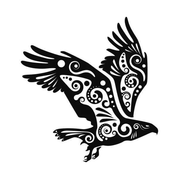 Aigle Dessiné Dans Style Décoratif Ethnique — Image vectorielle