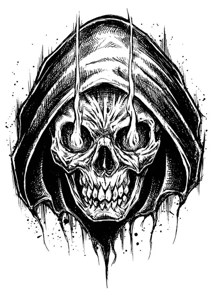 Grim Reaper desenho linha de trabalho . — Vetor de Stock