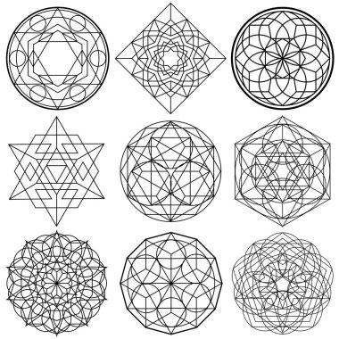 Sacred Geometry Symbols vector - set 01 clipart