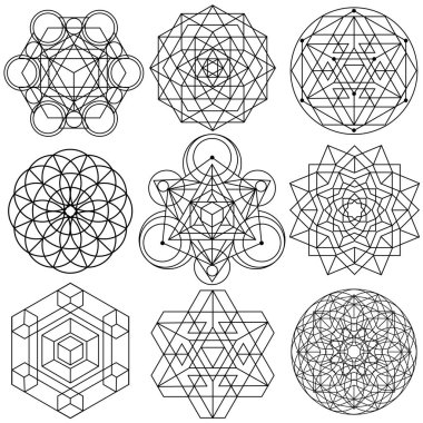 Kutsal geometri sembolleri vektör - 04 ayarla