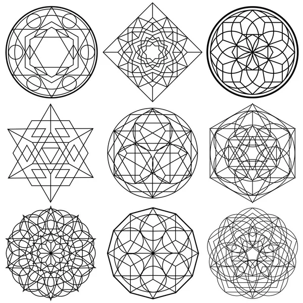 Geometría Sagrada Símbolos vector - conjunto 01 — Vector de stock