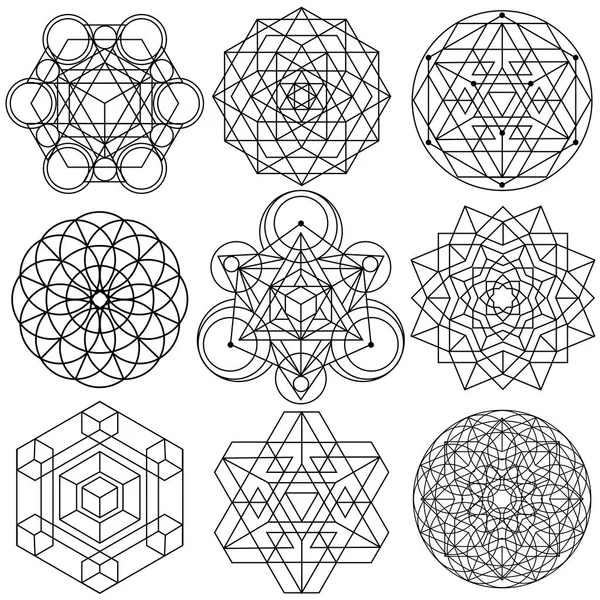 Heilige Geometrie symbolen vector - instellen 04 — Stockvector