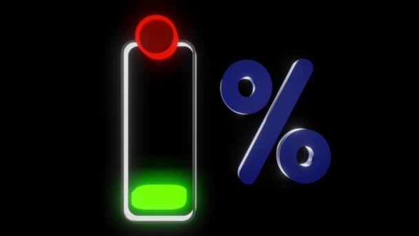 Lage Batterij Animatie Van Batterij Opladen Naadloze Lus — Stockvideo