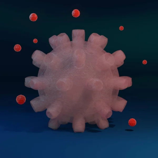 3d Εικονογράφηση μεταδοτική Hiv / Aids, Flur ή Coronavirus. εστία στην Κίνα σπάνιος νέος παθογόνος μολυσματικός ιός. Ερυθρά αντισώματα γύρω από τον ιό. — Φωτογραφία Αρχείου