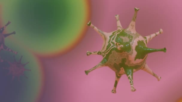 顕微鏡下のウイルス細胞コロナウイルス細胞 コロナウイルスのCovid 19ウイルス突然変異 新しい致命的なアジアのインフルエンザウイルス 3Dレンダリングの概念 — ストック動画