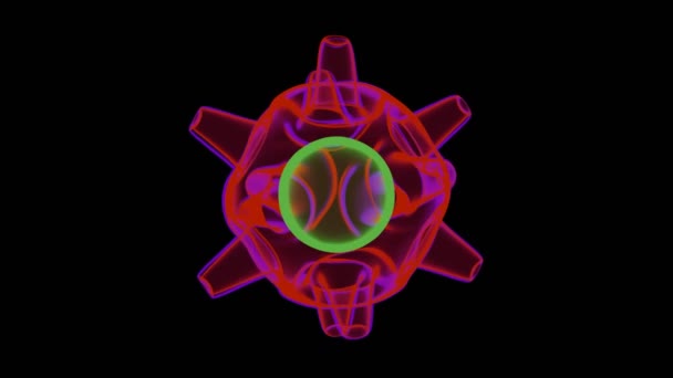 X線ウイルス ウイルスのカラフルなネオンアウトライン X線顕微鏡下でのコロナウイルス Covid 19又はコロナウイルス3Dの概念 — ストック動画