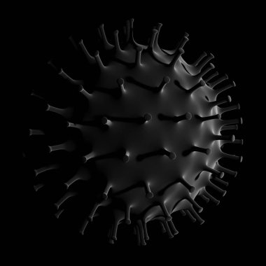 Coronavirus 'un 3D Illustration' u. Corona Virüsü, Inneren des Krpers Wuhan Virüsü. Grip veya Hiv koronavirüsü Siyah ve Beyaz elektron mikroskobik görünümü, salgın veya virüs enfeksiyonu kavramı.