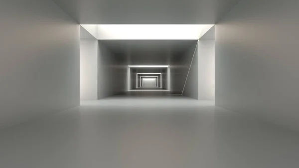 空旷的空间 白色的房间 充满了缝隙和光芒 白色背景概念 白色质感3D说明 — 图库照片