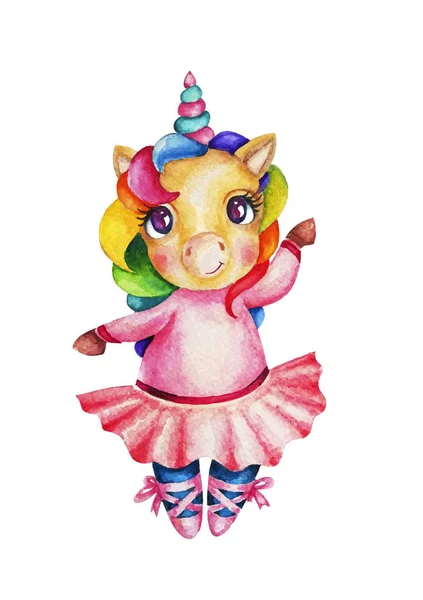 Watercolor Caroon Illustration Unicorn — Stock Photo, Image