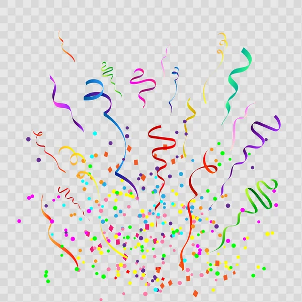 Confettis et rubans colorés, fête d'anniversaire ou célébration. SPE 10 — Image vectorielle