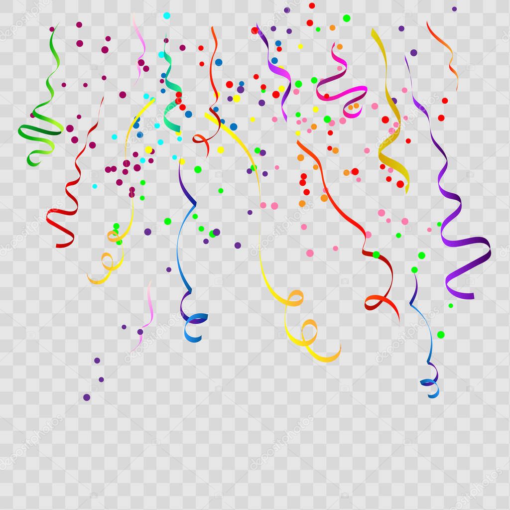 Colorful confetti and ribbons, birthday celebration or celebration. EPS 10