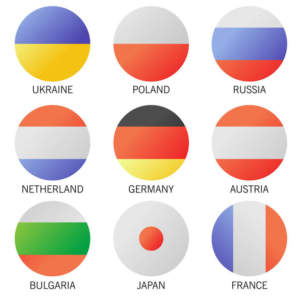 Сборник лучших государств мира "Круглые флаги". Векторная иллюстрация. EPS 10
