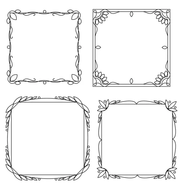 Set van decoratieve frames met een patroon geïsoleerd op witte achtergrond. Retro sierlijst, vintage rechthoek ornamenten en sierlijke rand. Eps 10 — Stockvector