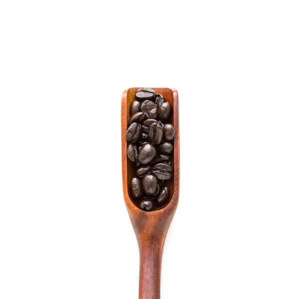 Voller Löffel Kaffeebohnen von oben — Stockfoto