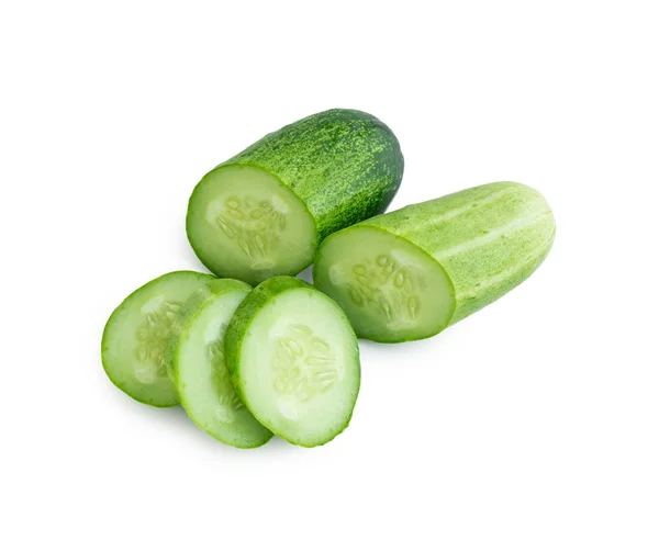 Fresh cucumber slices on white — Stock Photo, Image