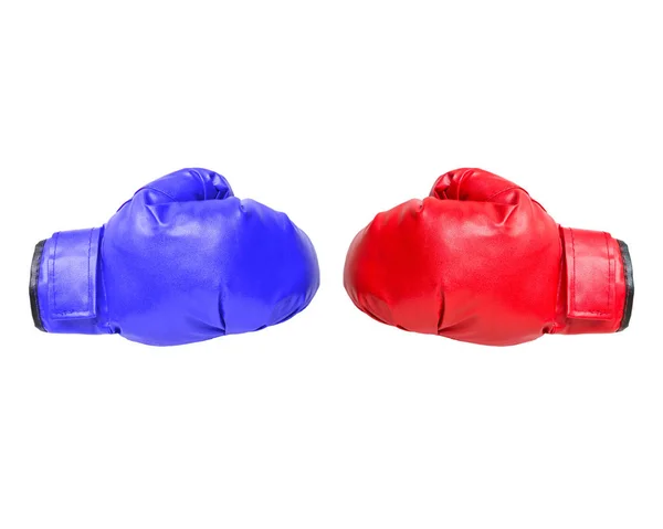 Red and blue boxing gloves on white — Stock Photo, Image