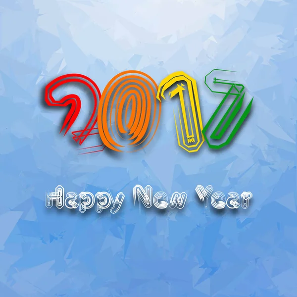 Frohes neues Jahr 2017 auf abstraktem blauen Hintergrund — Stockfoto