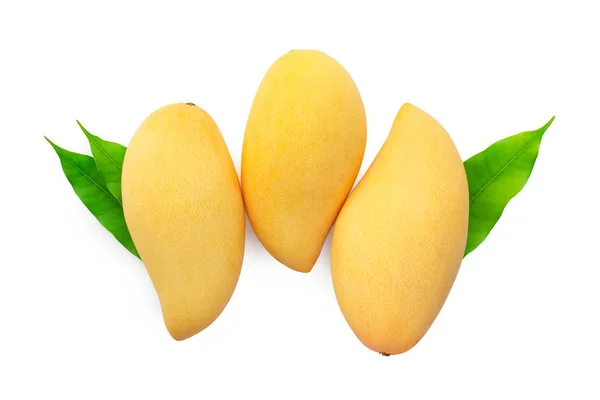 Mangoes with leaf isolated on white — Stock Photo, Image