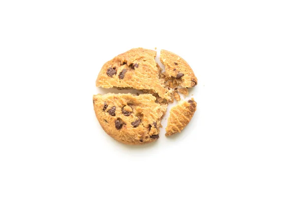 Homemade chocolate chip cookies on white background in top view — Stock Photo, Image