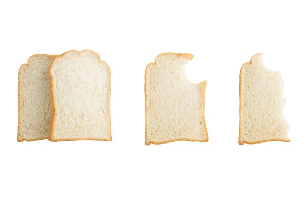 Sada izolované na bílém v pohledu shora plátek chleba — Stock fotografie