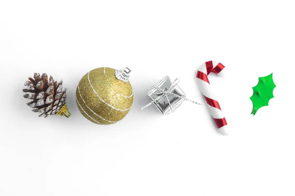 Accesorios Navidad Blanco Con Vista Superior — Foto de Stock