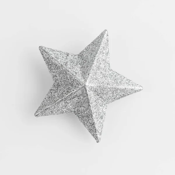 Silbrig Glänzender Stern Weiß Stockbild