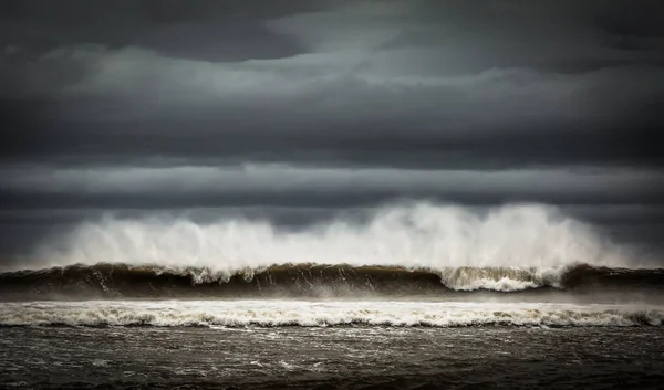 Big Wave Spray Being Blown Stormy Day — Stok fotoğraf