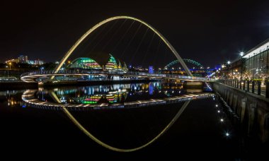The illuminated & colorful sights of Newcastle's Quayside at night
