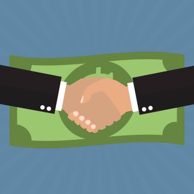 İş ortaklığı toplantı ve iyi sonra başarılı işadamları el sıkışma Doları banknot Günışığı arka plan üzerinde anlaşma. İş başarı kavramı.