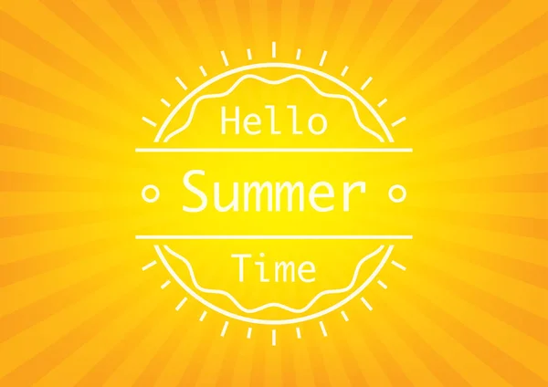 Hello Summer Time Typography Poster On Orange Sunrays Background Vector Illustration Design Logo Hello Summer Time Typography Poster On Orange Sunrays Background Vector Illustration Design Logo