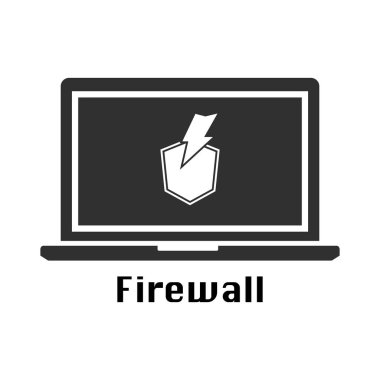 Güvenlik Duvarı koruma simgesi siyah simgesi. Vektör çizim siber suç güvenlik kavramı.