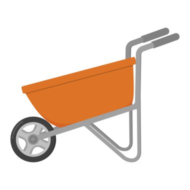 Turuncu el arabası izole beyaz arka plan üzerinde. 