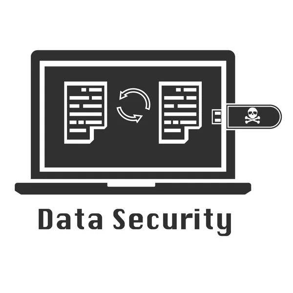 Черная иконка защиты данных. Векторная иллюстрация концепции безопасности киберпреступлений . — стоковый вектор