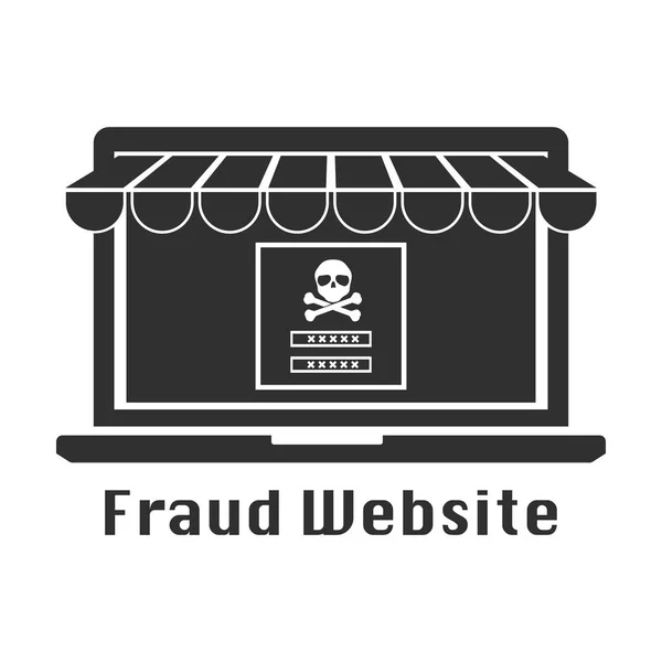 Ícone negro do site da fraude. Ilustração vetorial cibercrime securit concept . — Vetor de Stock