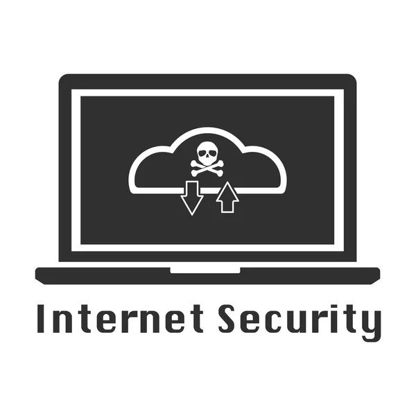 Ícone preto de segurança da Internet. Ilustração vetorial cibercrime conceito de segurança . — Vetor de Stock