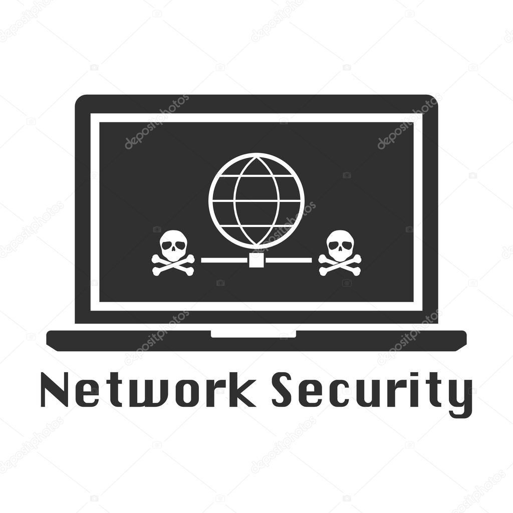 Network security black icon. Vector illustration cyber crime security concept.