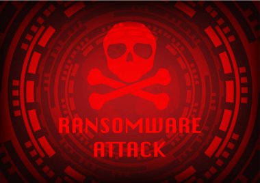 Soyut Malware Ransomware wannacry virüs wolrd harita arka plan üzerinde kafatası ile dosyalar şifreli. Vektör çizim siber suçlar ve siber güvenlik kavramı.