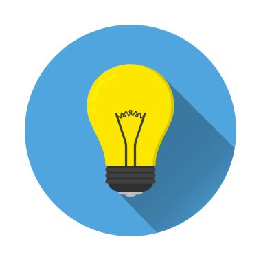 Uzun gölge simgesi olan ampul. Vektör çizim düz simgesi tasarım.