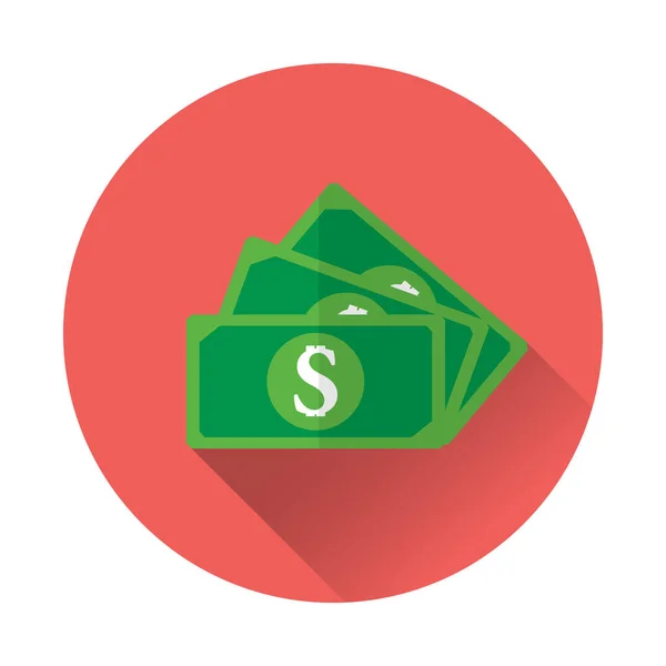 Banconota da un dollaro vettore icona del denaro disegno piatto con lunga ombra. Illustrazione vettoriale design icona piatta . — Vettoriale Stock