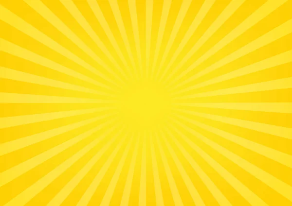 Sun rays, sunburst on yellow and orange color background. Vector illustration summer background design. — Stock Vector