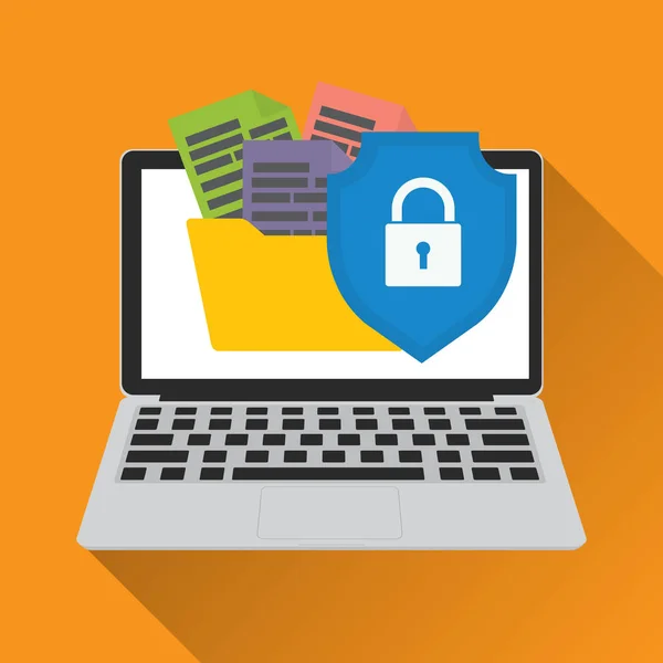 Data säkrad tillgång skydd. Vektor illustration online system och IT-brottslighet säkerhetskoncept. — Stock vektor