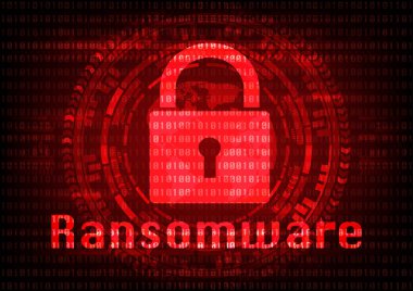 Soyut Malware Ransomware virüs ile ikili anahtar dosyaları şifreli bit arka plan. Vektör çizim siber suçlar ve siber güvenlik kavramı.