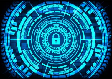 Soyut Malware Ransomware virüs şifrelenmiş dosyaları tuş takımı vites mavi arka plan ile. Vektör çizim siber suçlar ve siber güvenlik kavramı.
