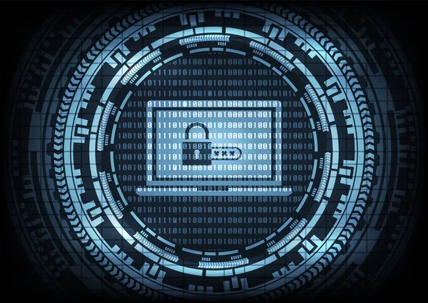 Malware Ransomware virus gecodeerde bestanden en Toon sleutel hangslot met code op laptopcomputer in binaire code en versnelling achtergrond. Vector illustratie cybercriminaliteit en cyber security concept. — Stockvector