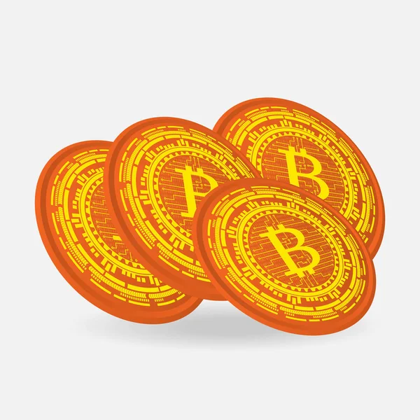 Cryptocurrency bitcoins a fehér háttér előtt. Vektoros illusztráció Cryptocurrency bányászati koncepció. — Stock Vector